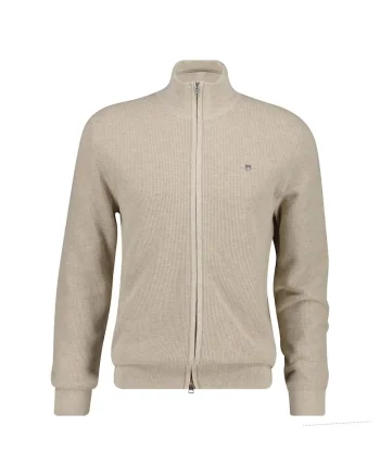 Cardigan uni cu fermoar, Bej