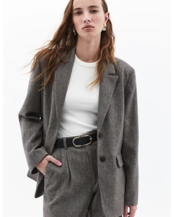 Sacou regular fit cu nasturi, Maro inchis