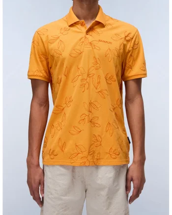 Tricou cu guler polo si imprimeu, Portocaliu mandarina