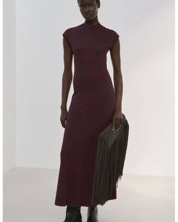 Rochie tricotata fara maneci, Maro inchis