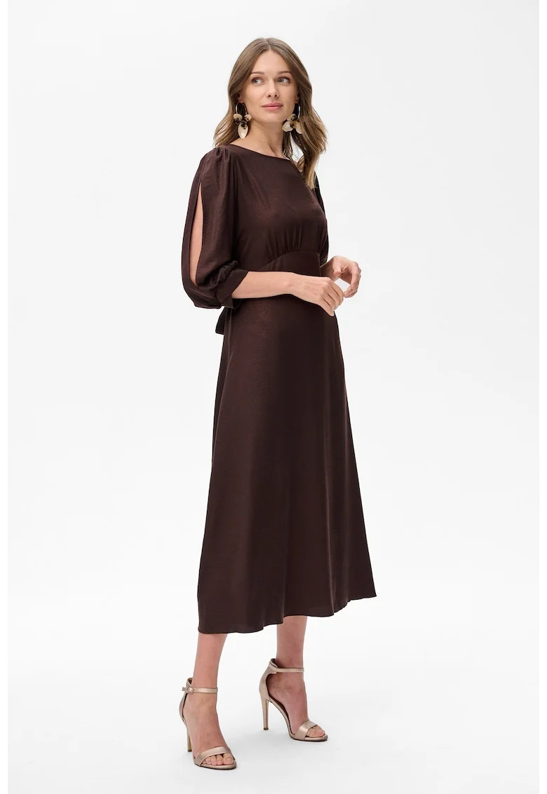 Rochie midi evazata cu slituri pe maneci Shayla