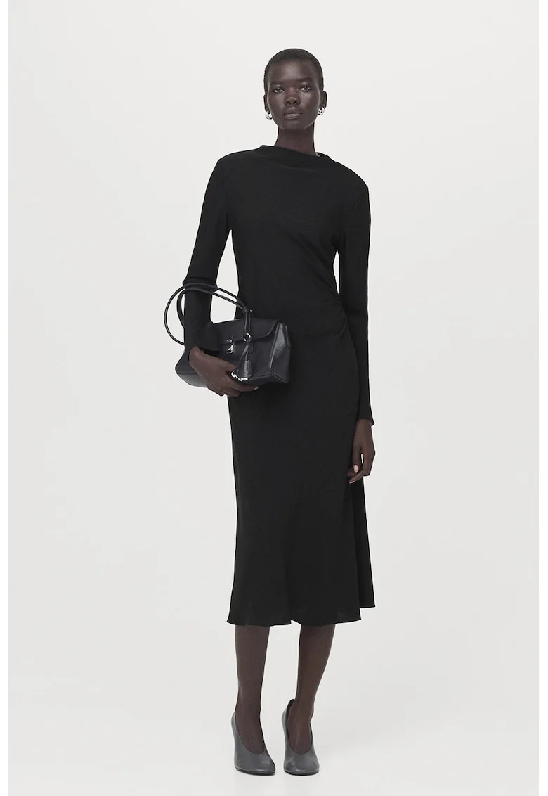 Rochie midi cu drapaj, Negru