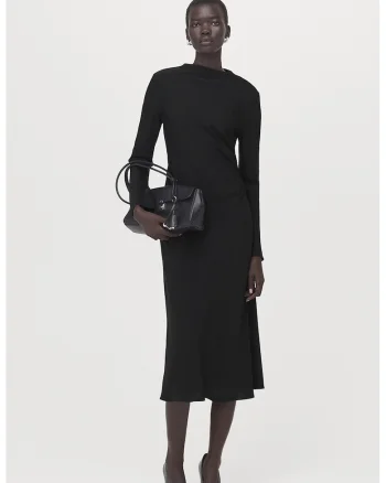 Rochie midi cu drapaj, Negru