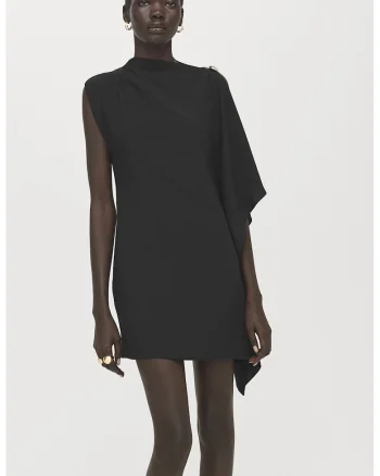Rochie mini cu maneci asimetrice, Negru