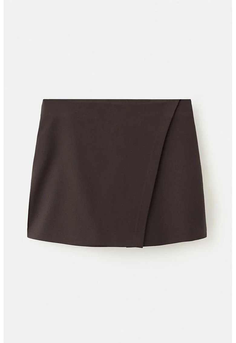 Fusta-pantalon cu model uni, Maro inchis