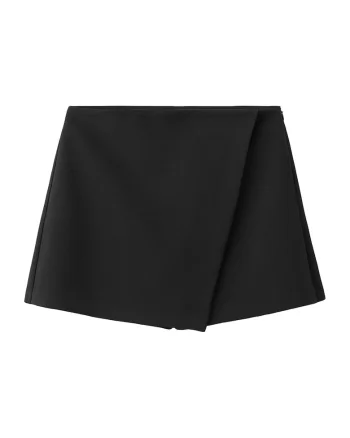 Fusta-pantalon cu model uni, Negru