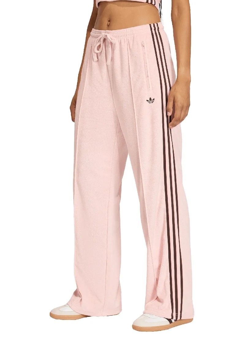 Pantaloni cu snur si buzunare cu femoar, Maro/Roz prafuit