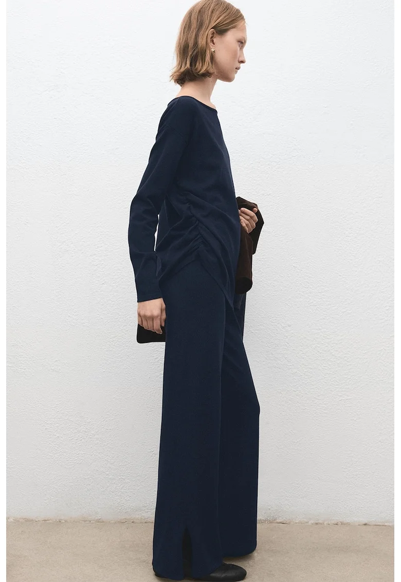 Pantaloni tricotati cu croiala dreapta, Bleumarin