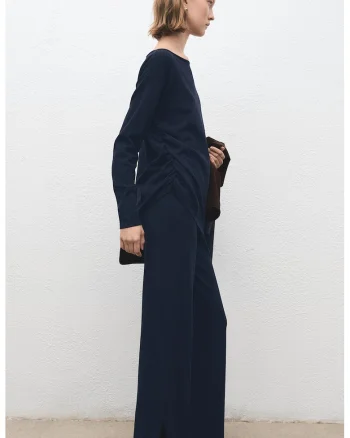 Pantaloni tricotati cu croiala dreapta, Bleumarin