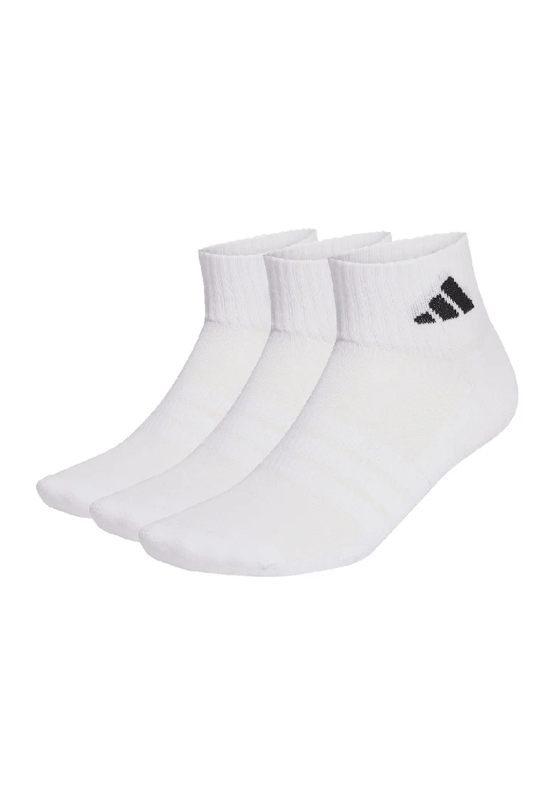 Set de sosete scurte unisex cu detaliu logo - 3 perechi, Alb