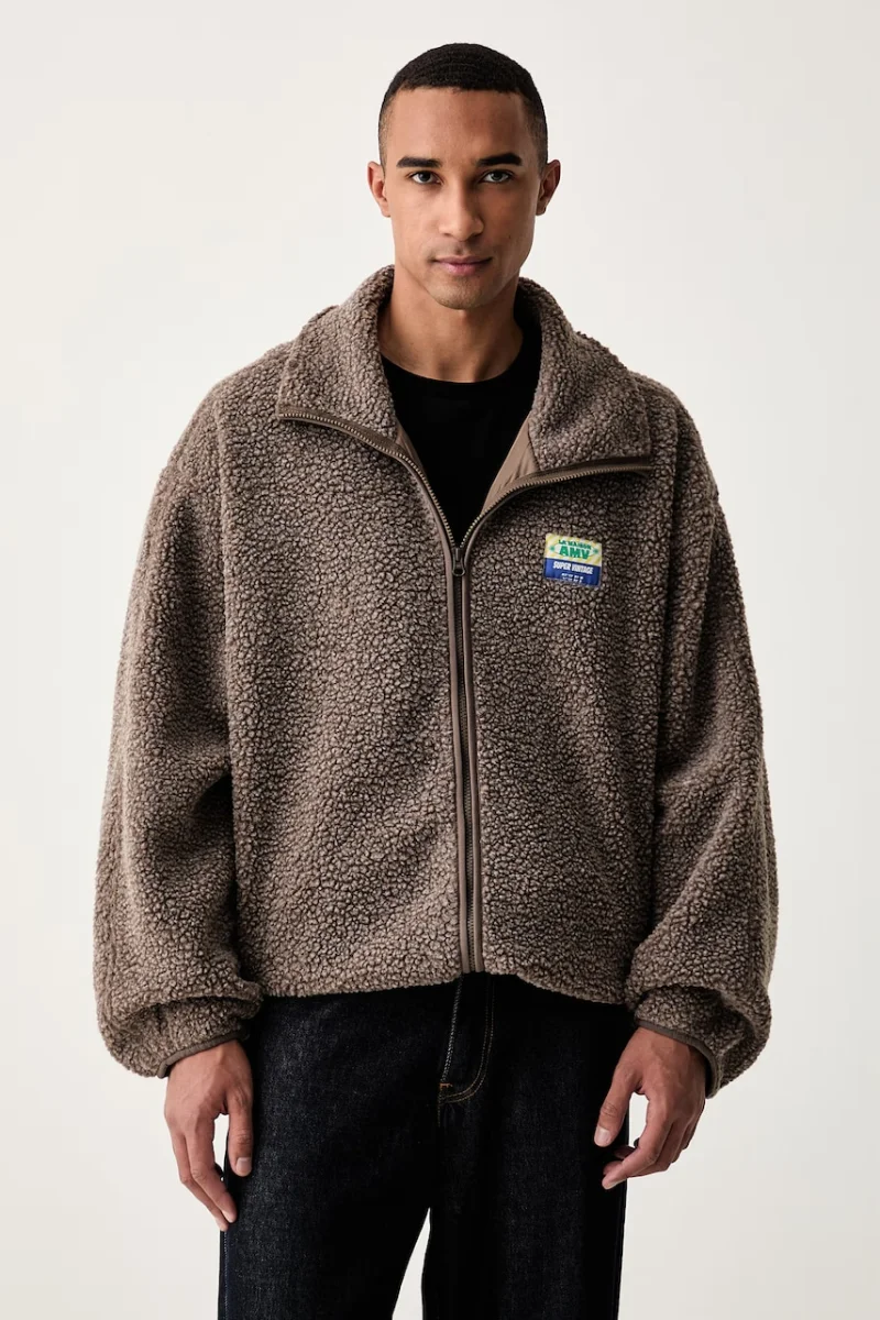 American Vintage hanorac cu fermoar pentru bărbați din polar