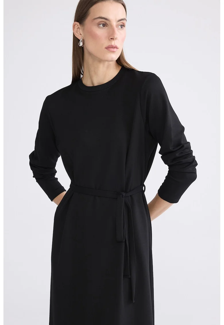 Rochie midi cu un cordon, Negru