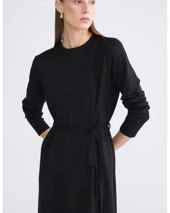 Rochie midi cu un cordon, Negru