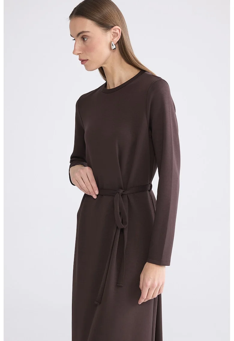 Rochie midi cu un cordon, Maro inchis