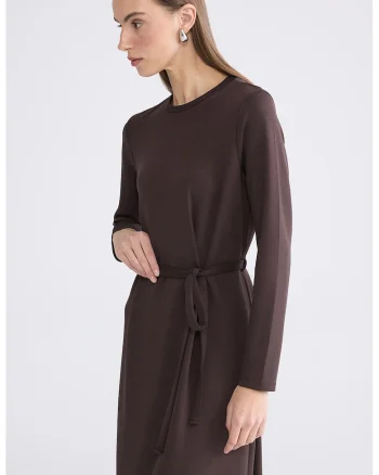 Rochie midi cu un cordon, Maro inchis
