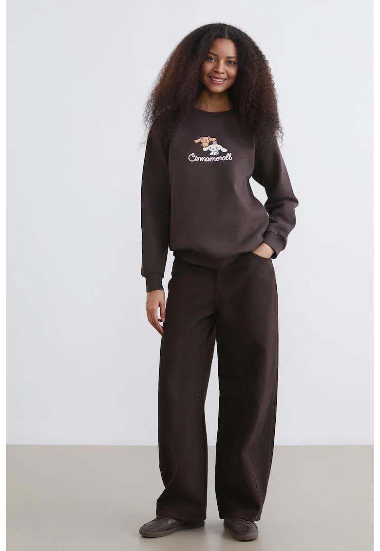 Bluza de trening cu imprimeu grafic, Maro