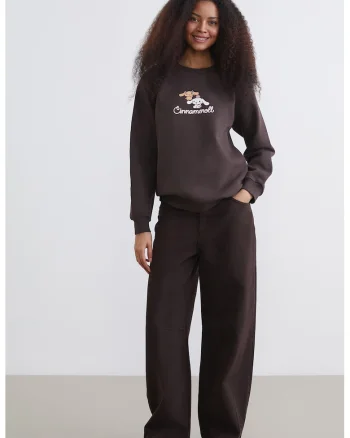 Bluza de trening cu imprimeu grafic, Maro