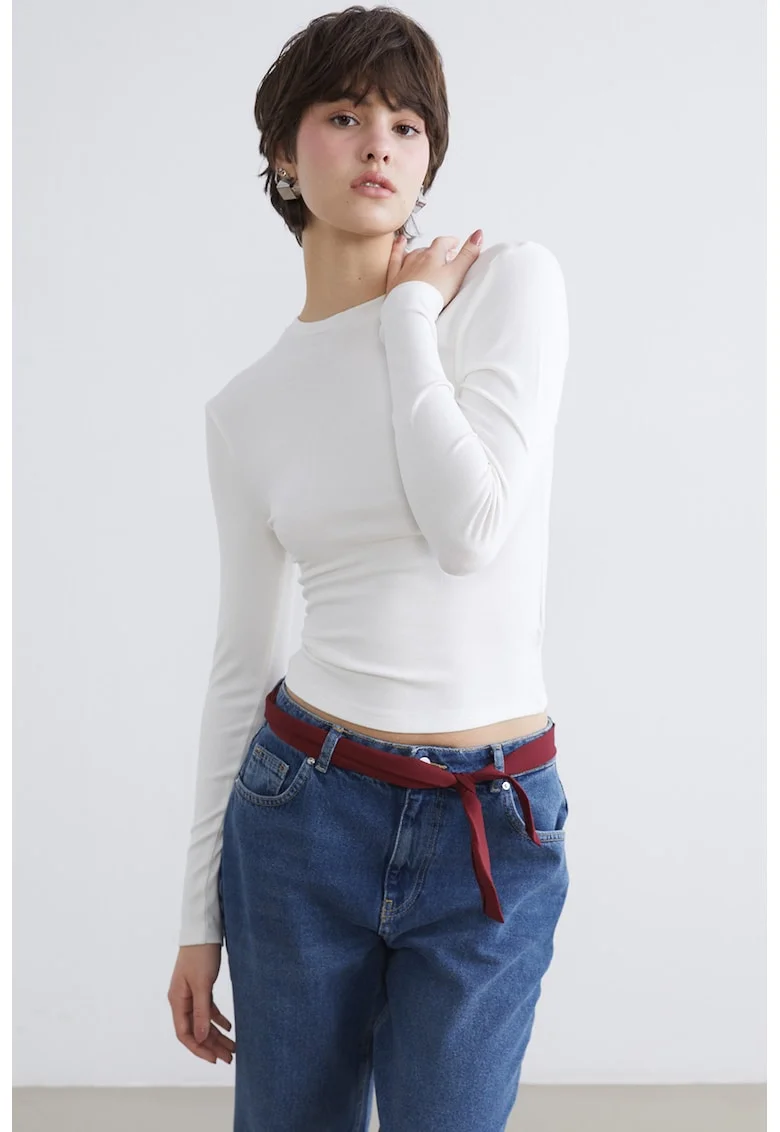 Bluza slim fit, Alb