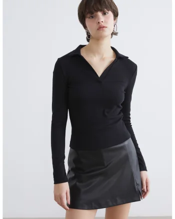 Bluza polo extra slim fit, Negru