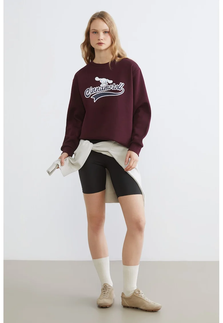 Bluza de trening supradimensionata cu Cinnamoroll, Visiniu