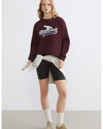 Bluza de trening supradimensionata cu Cinnamoroll, Visiniu