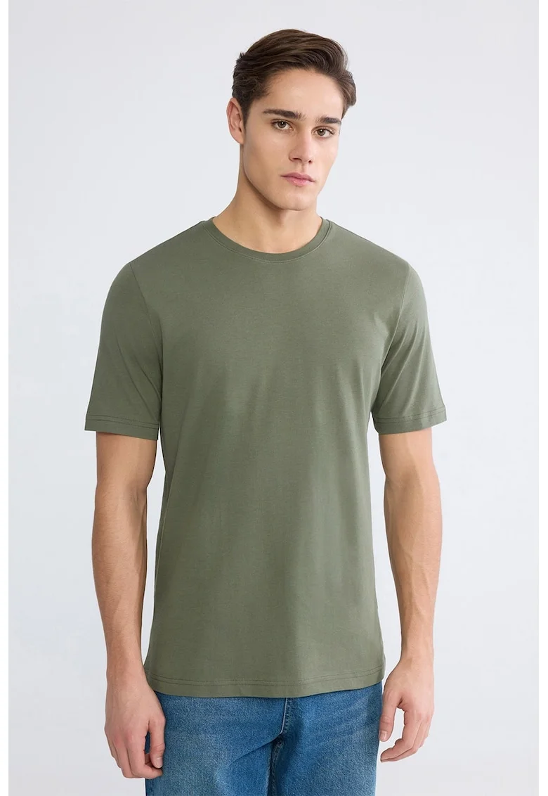 Tricou uni de bumbac, Kaki inchis