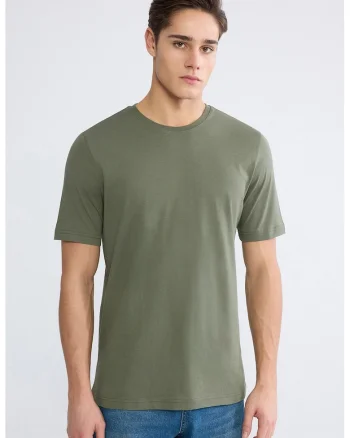 Tricou uni de bumbac, Kaki inchis
