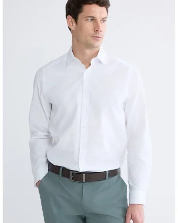 Camasa slim fit cu guler ascutit, Alb optic