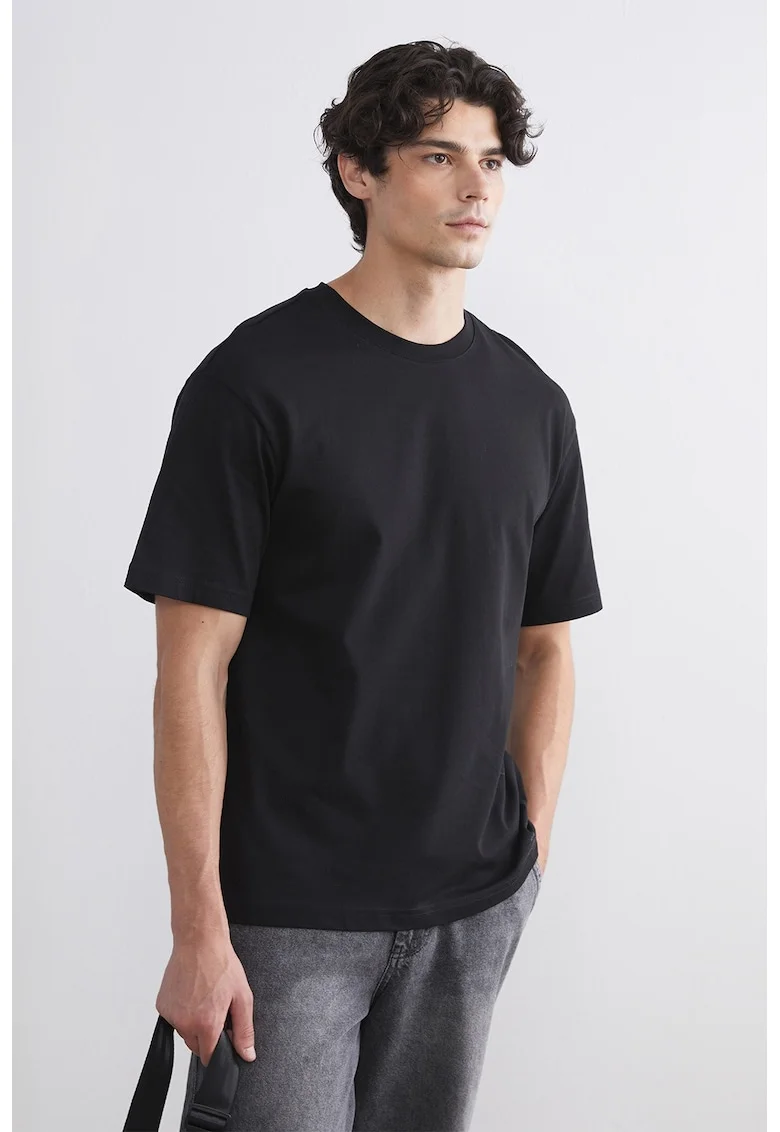 Tricou lejer din bumbac, Negru