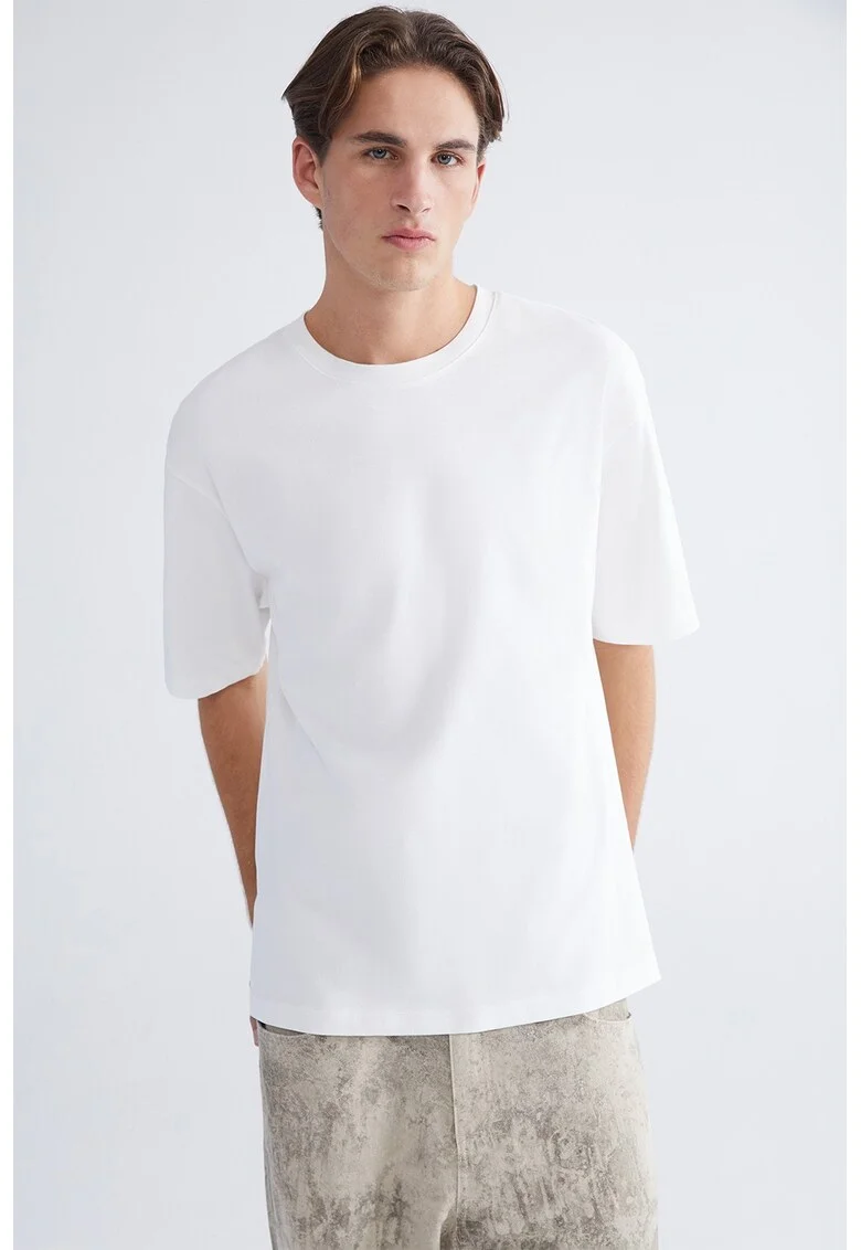 Tricou lejer din bumbac, Alb murdar