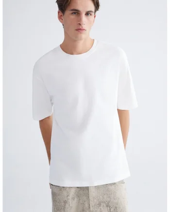 Tricou lejer din bumbac, Alb murdar