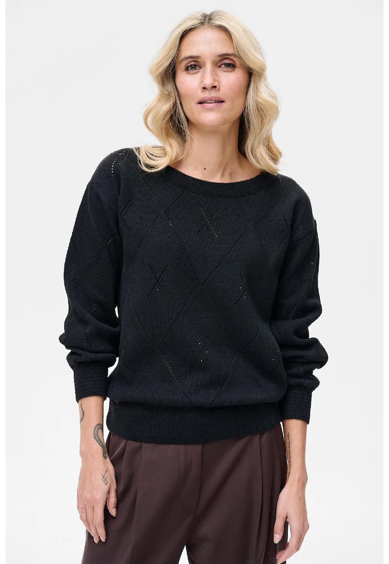 Pulover cu maneci cazute Bery, Negru