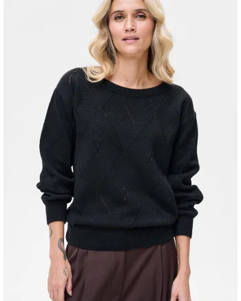 Pulover cu maneci cazute Bery, Negru