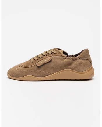 Pantofi sport din piele intoarsa cu logo Sense, Maro taupe