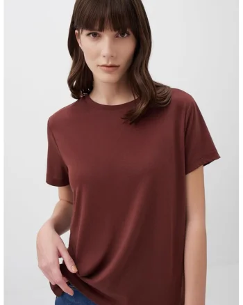 Tricou din amestec de modal cu decolteu la baza gatului