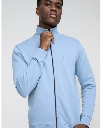 Bluza de trening cu fermoar si aplicatie logo discreta Zestart, Albastru lavanda