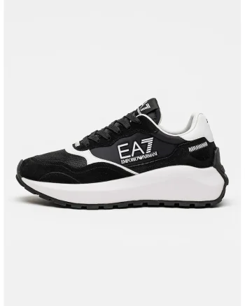 Pantofi sport unisex cu insertii din piele intoarsa, Negru/Alb optic