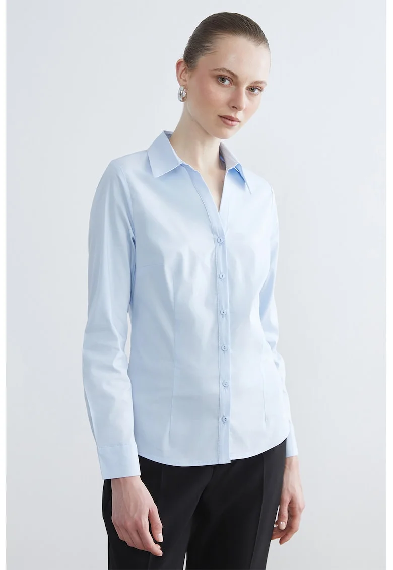 Camasa regular-fit cu guler clasic, Albastru glaciar