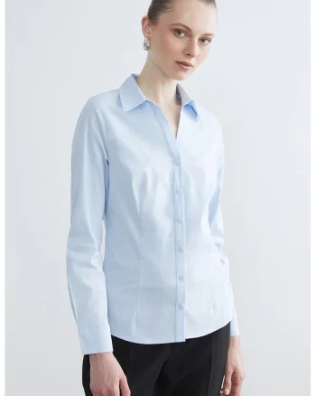 Camasa regular-fit cu guler clasic, Albastru glaciar