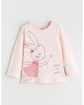 Bluza cu imprimeu grafic, Roz prafuit