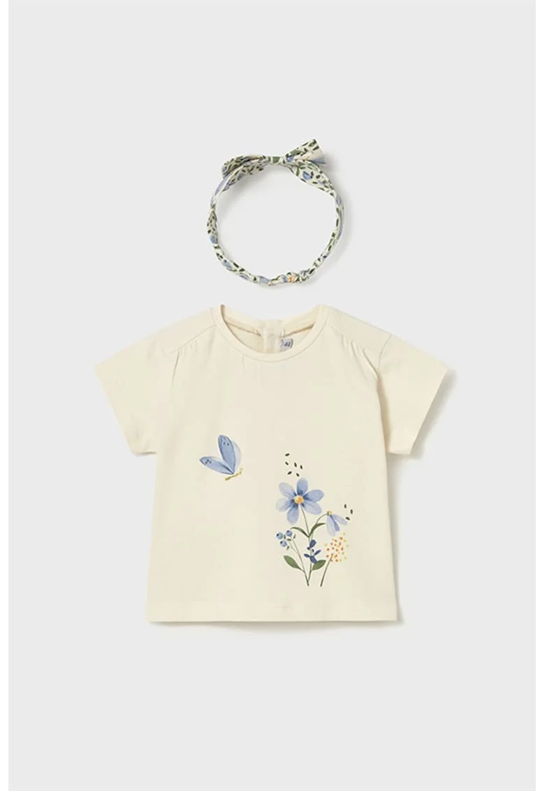 Set de tricou si bentita, Verde/Alb fildes/Albastru azur