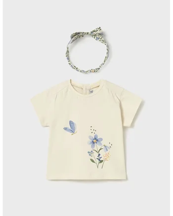 Set de tricou si bentita, Verde/Alb fildes/Albastru azur