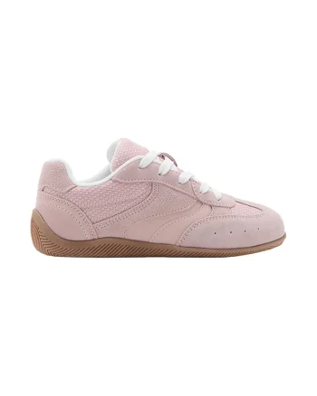 Pantofi sport low-cut din piele intoarsa, Roz