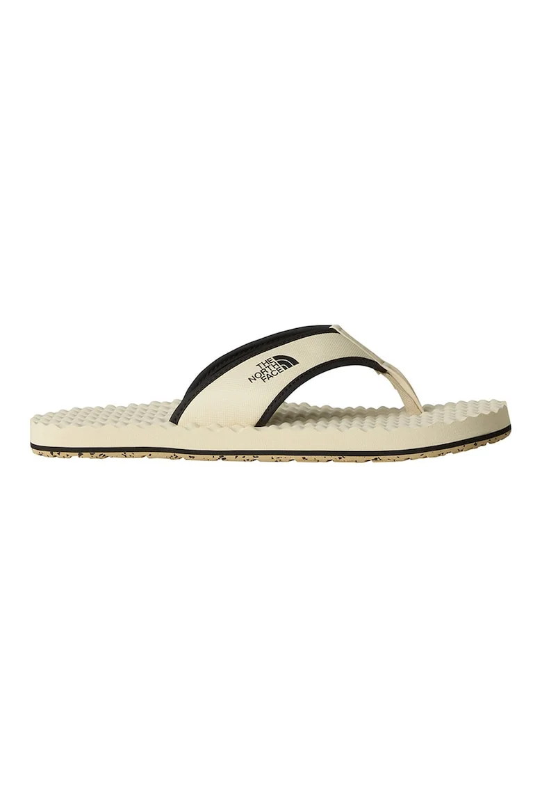 Papuci flip-flop cu imprimeu logo lateral Base Camp, Negru/Maro nisip