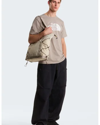 Tricou cu decolteu la baza gatului si imprimeu logo Evolution, Maro taupe deschis