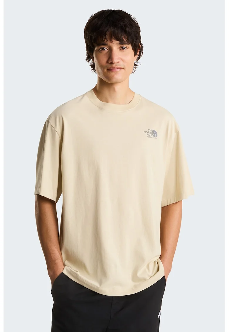 Tricou supradimensionat cu imprimeu foto, Albastru lavanda/Galben sofran/Bej deschis
