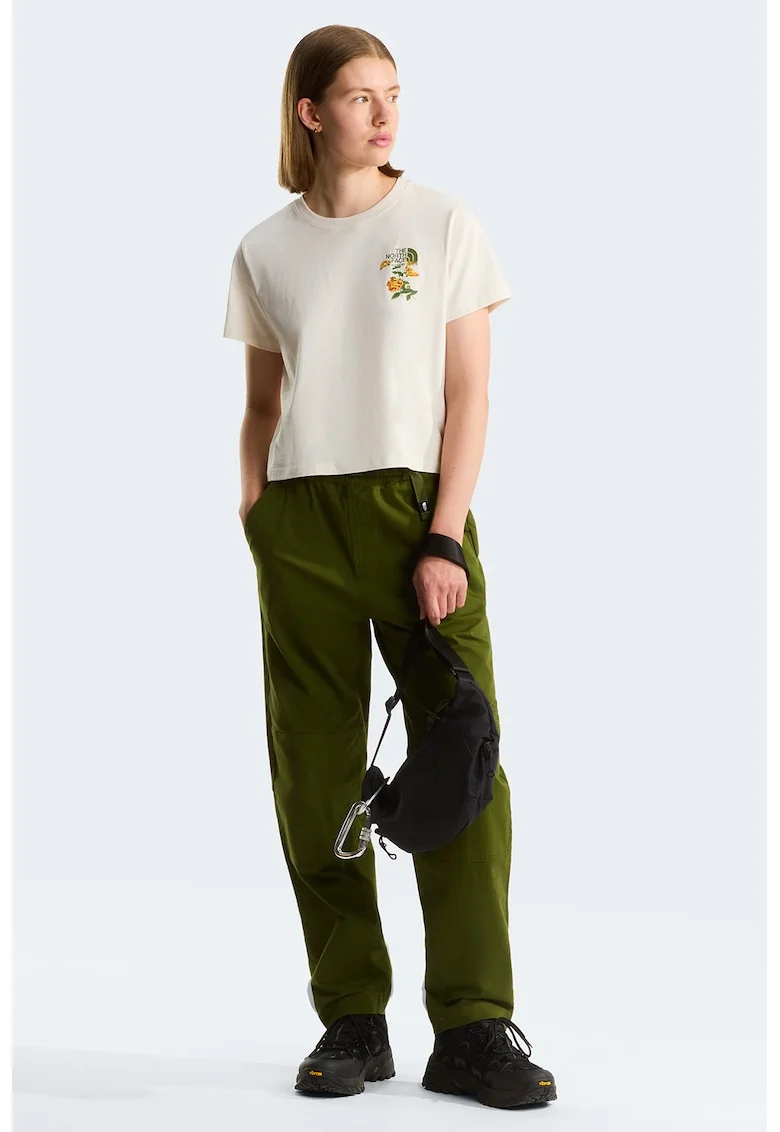 Tricou regular fit Flora Embro, Portocaliu/Verde aquamarin/Alb murdar