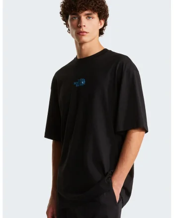Tricou supradimensionat cu detaliu logo, Negru/Albastru royal