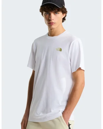 Tricou cu decolteu la baza gatului si imprimeu pe partea din spate, Alb optic/Galben mustar