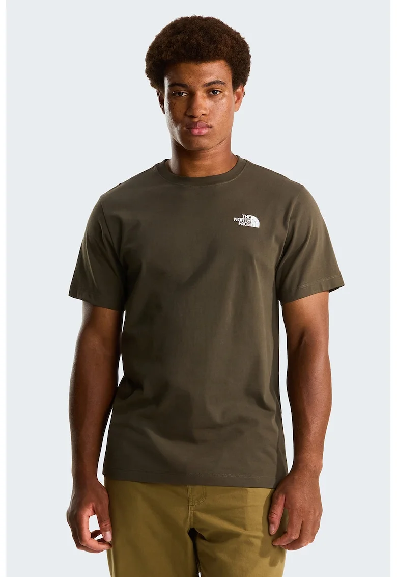 Tricou din bumbac North Faces, Alb/Verde menta/Maro pamantiu